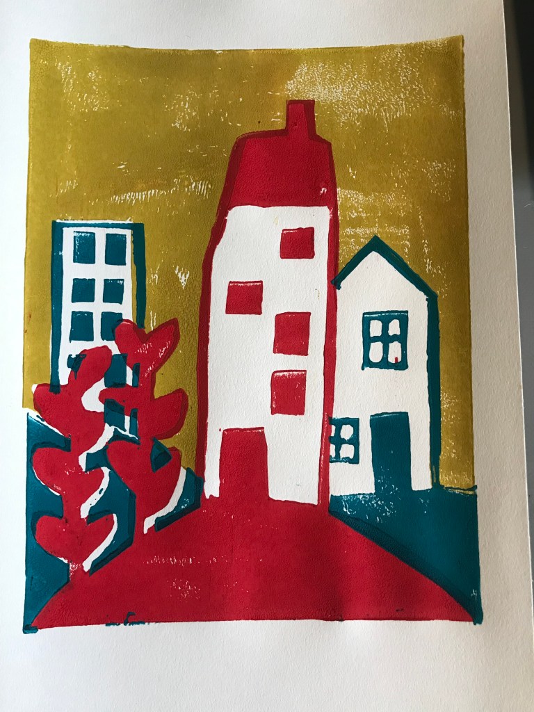 Hus
Linoeumtryck 3 färger