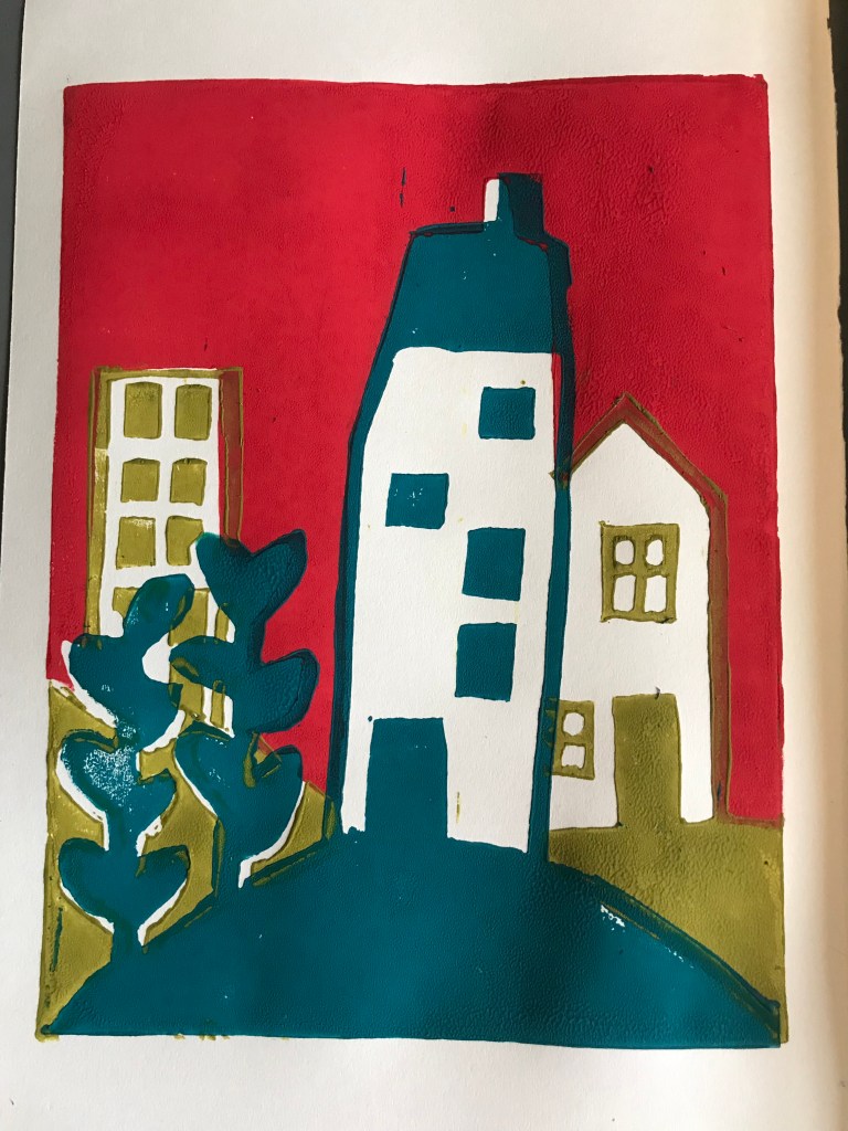 Hus
Linoeumtryck 3 färger